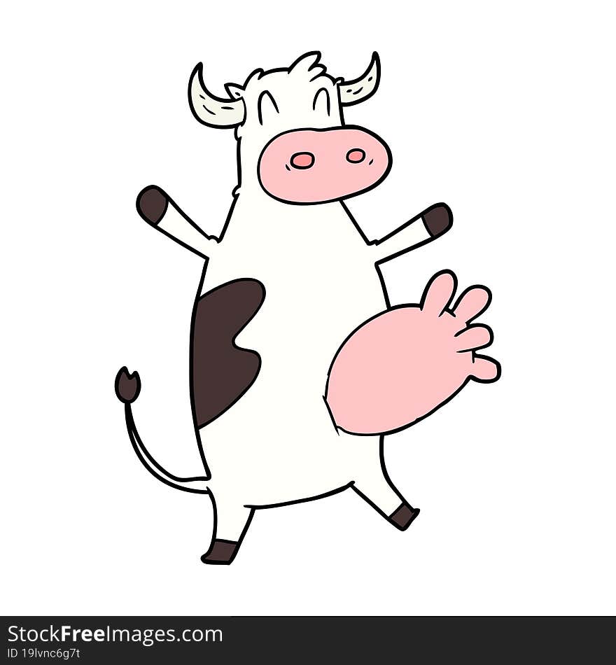 cartoon cow swinging udder. cartoon cow swinging udder