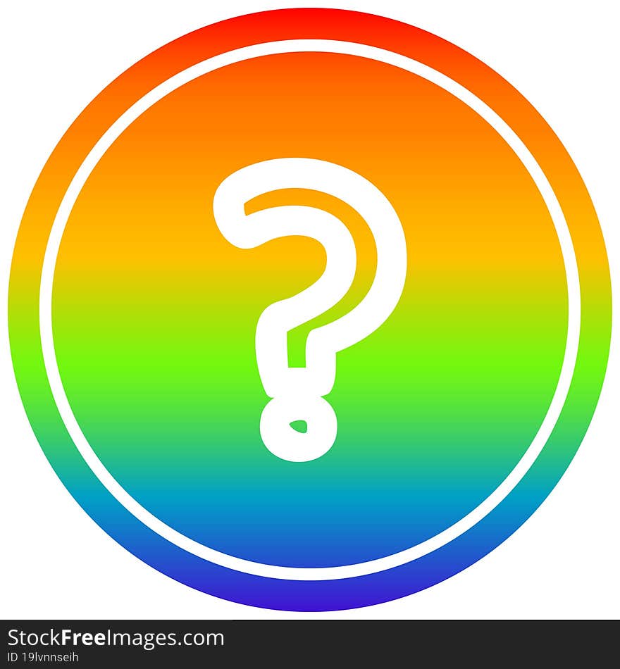 question mark circular in rainbow spectrum