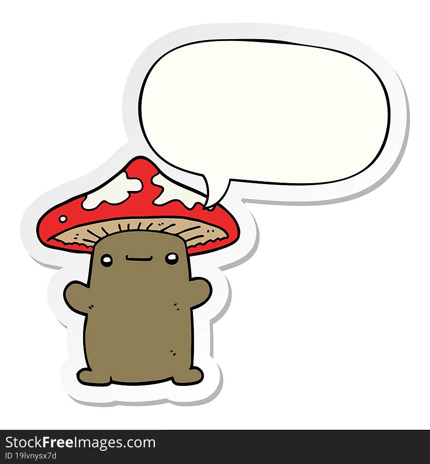 cartoon mushroom and speech bubble sticker