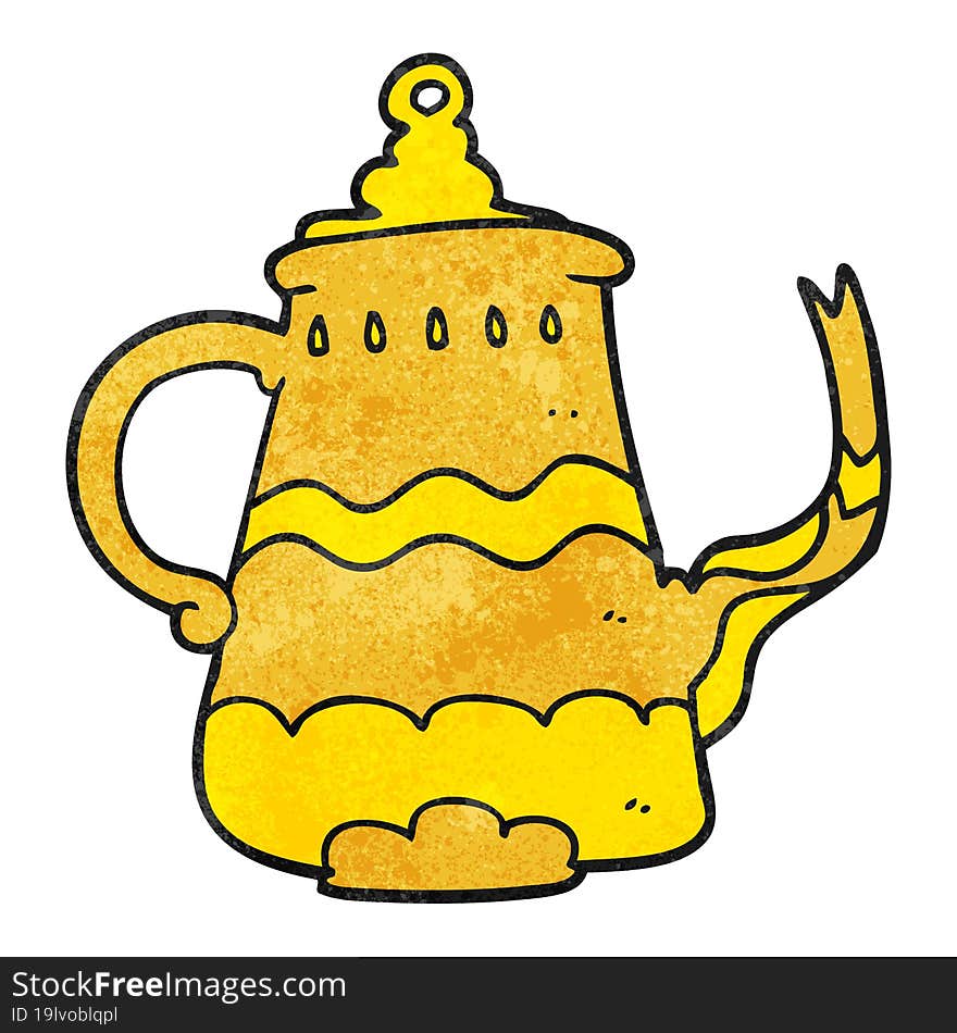 freehand textured cartoon fancy coffee pot