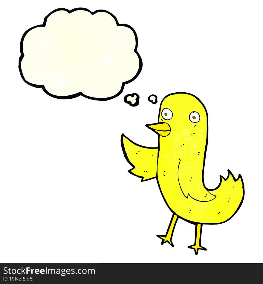 funny cartoon bird with thought bubble