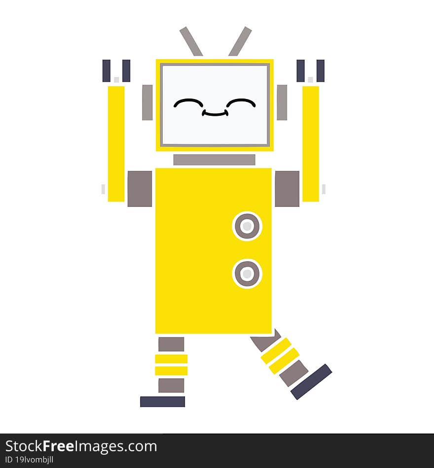 Flat Color Retro Cartoon Robot