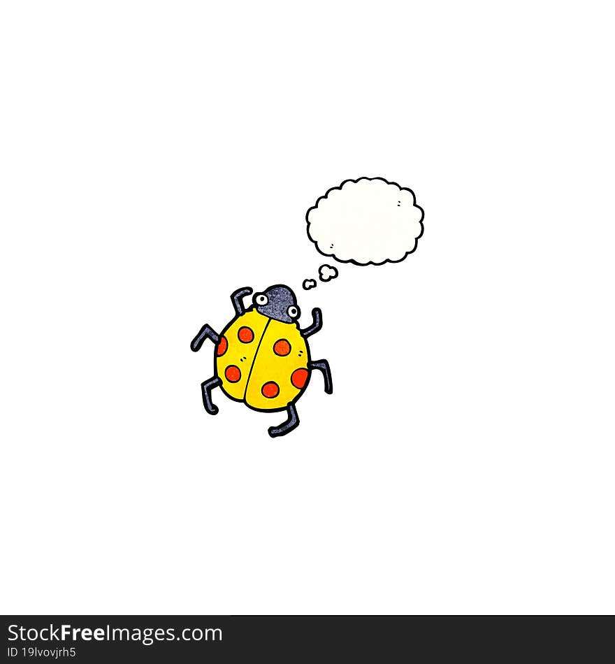 cartoon ladybug with thought bubble