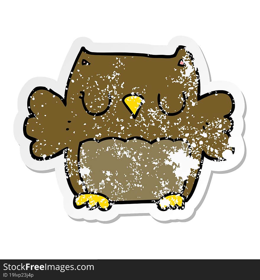 distressed sticker of a cute cartoon owl