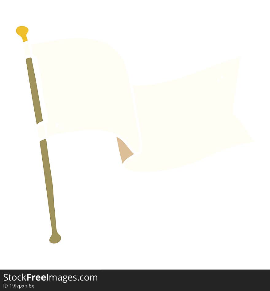 cartoon doodle white flag waving