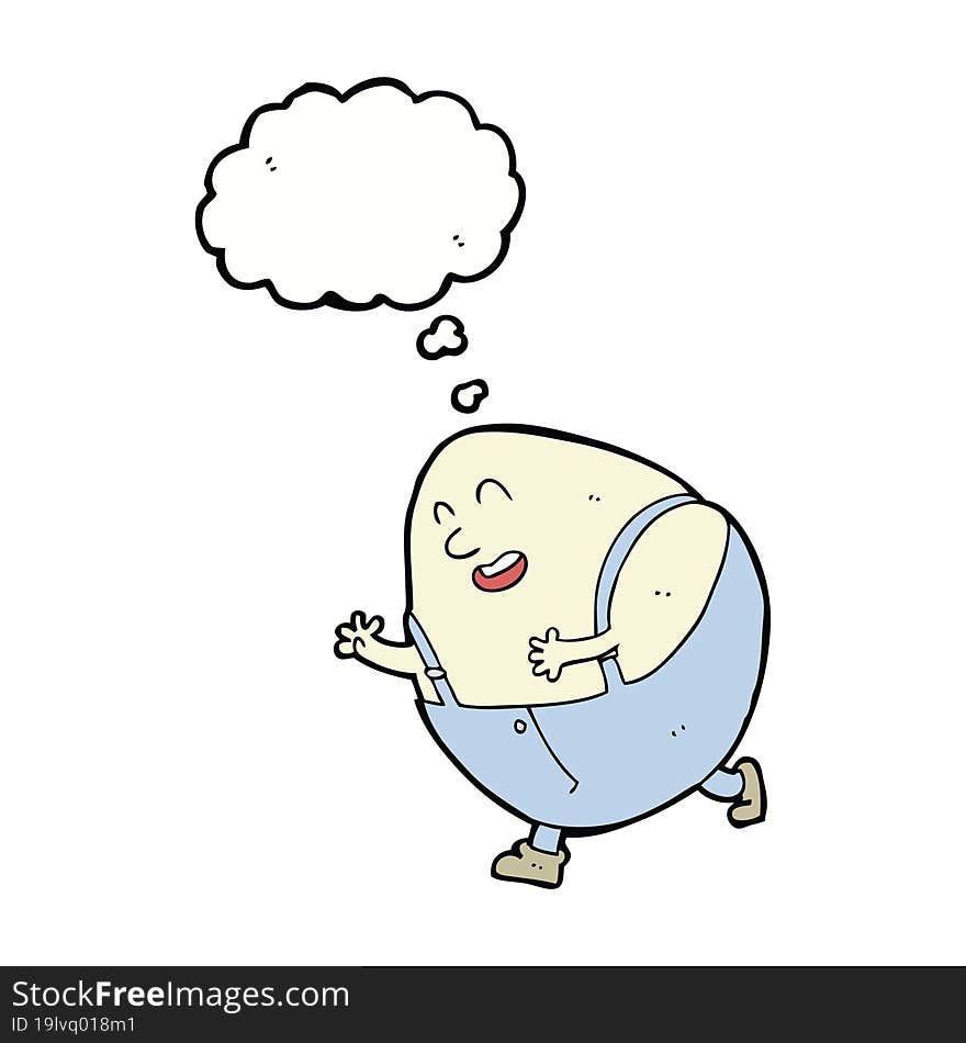 cartoon humpty dumpty egg character with thought bubble