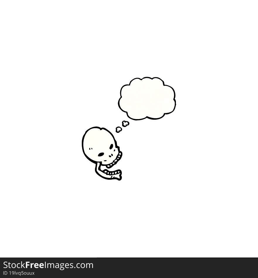 cartoon skull with thought bubble