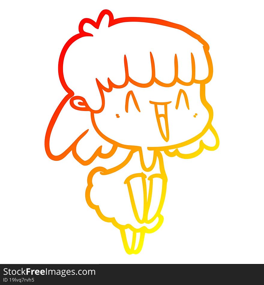 warm gradient line drawing of a cartoon woman