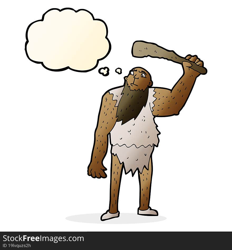 Cartoon Neanderthal With Thought Bubble