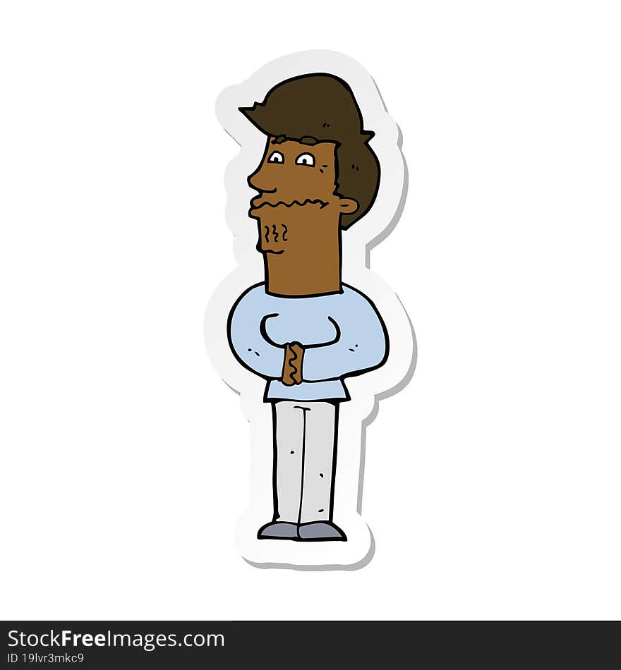 Sticker Of A Cartoon Nervous Man