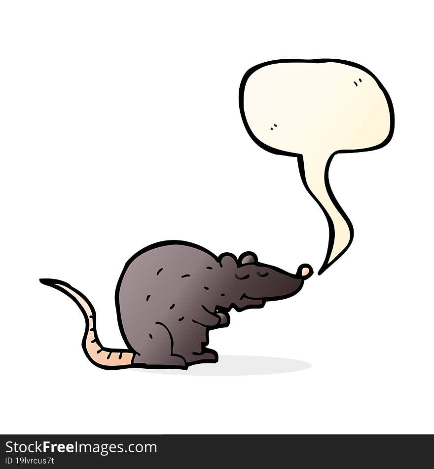 cartoon black rat with speech bubble