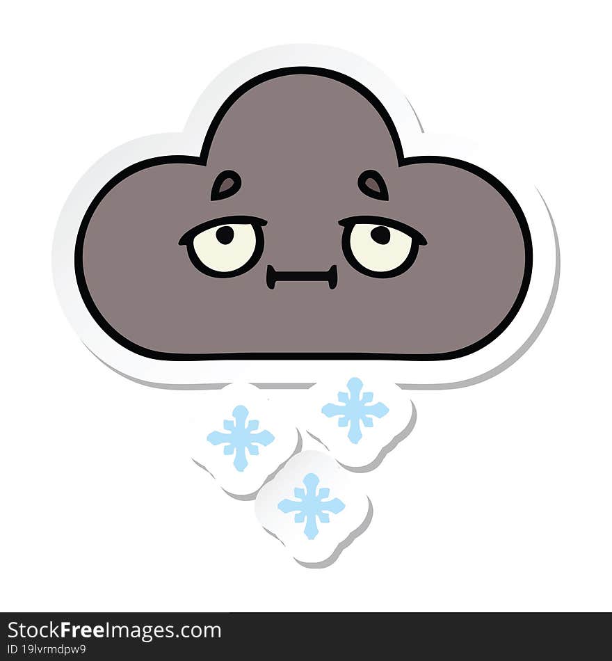 sticker of a cute cartoon storm snow cloud