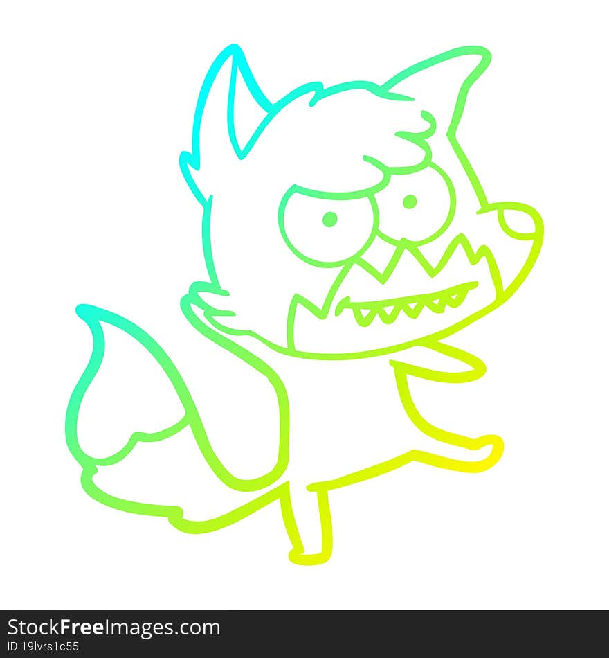 cold gradient line drawing cartoon grinning fox