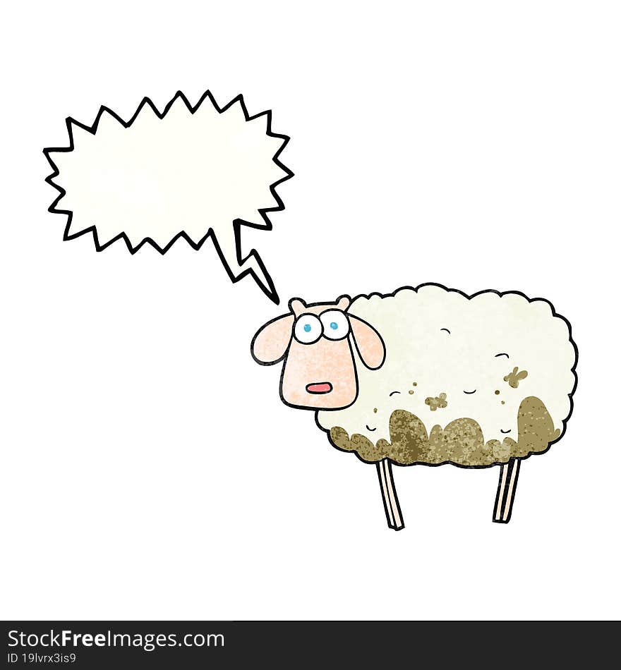 speech bubble textured cartoon muddy sheep