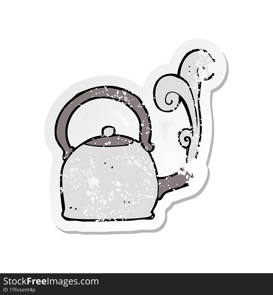 retro distressed sticker of a cartoon old kettle