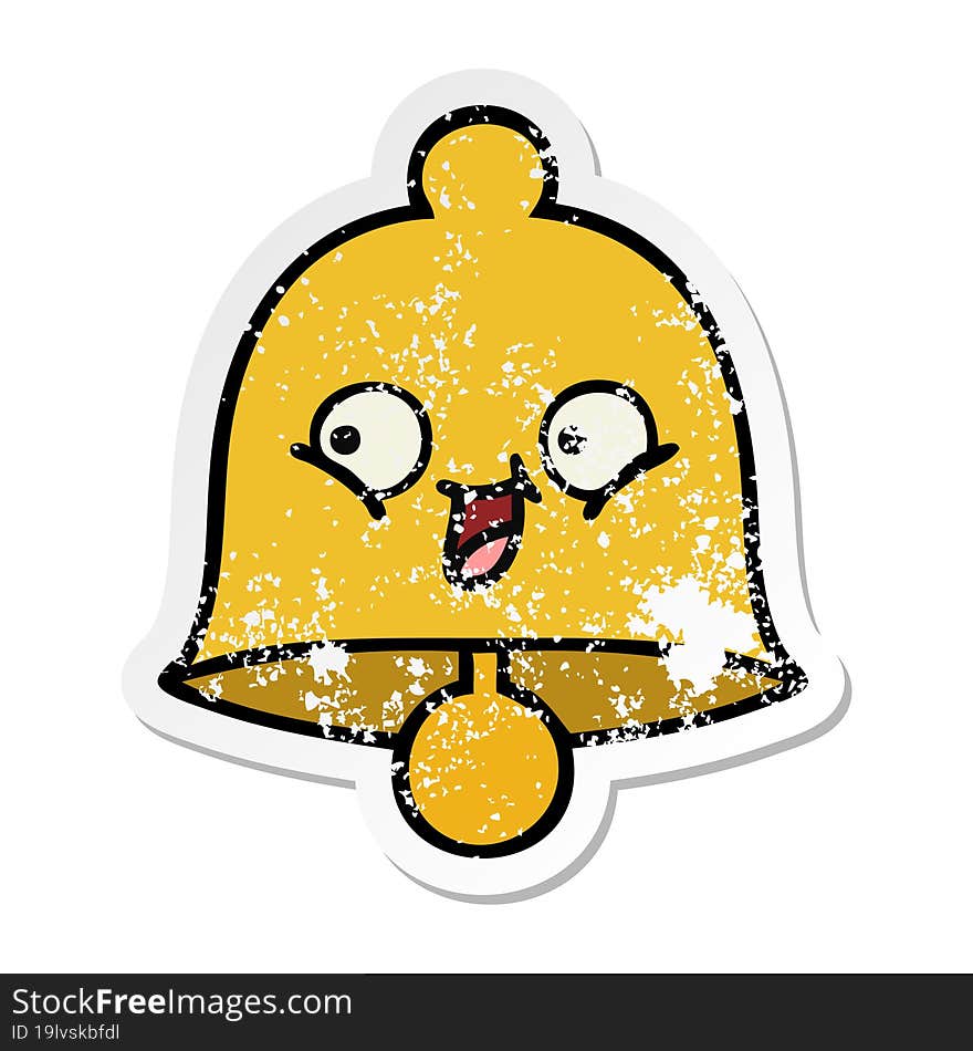 distressed sticker of a cute cartoon bell