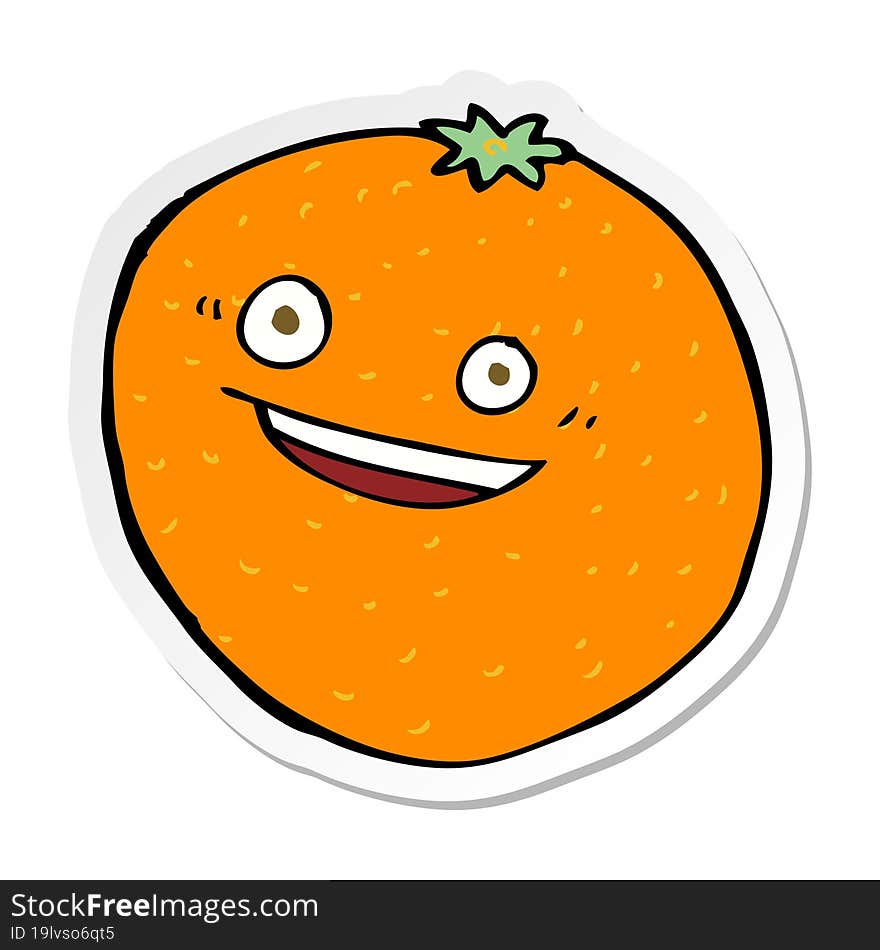 sticker of a happy cartoon orange