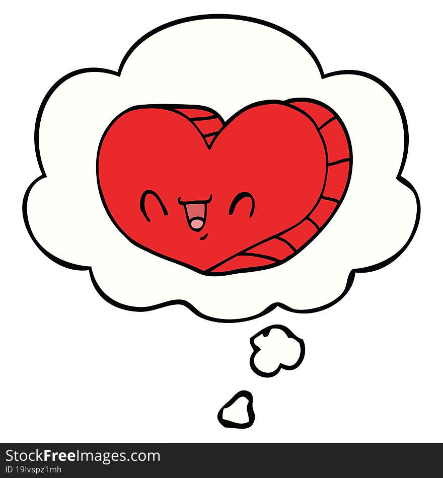 cartoon love heart and thought bubble