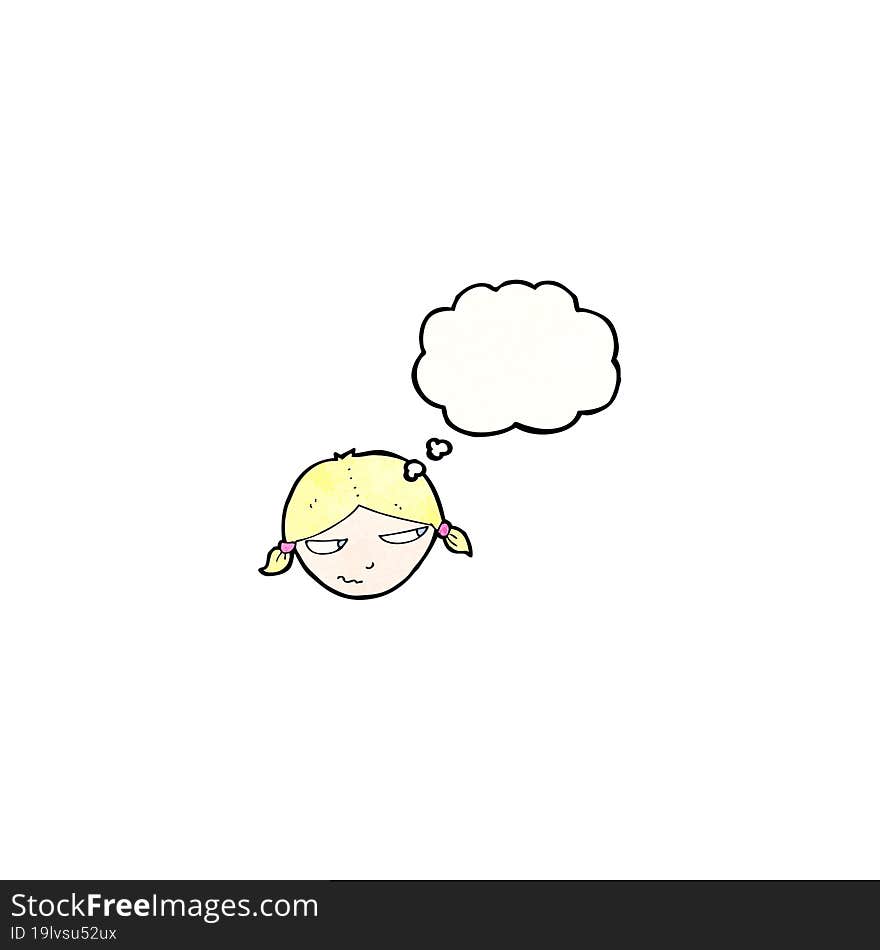 annoyed blond girl with thought bubble