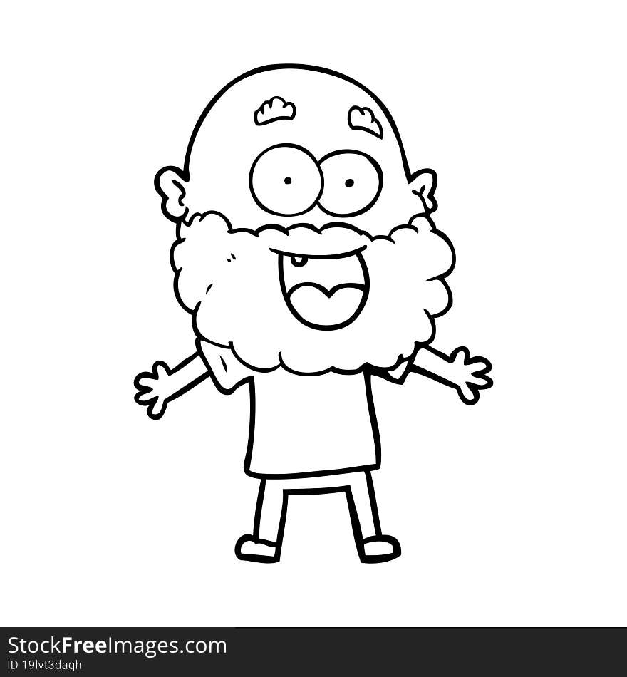 cartoon crazy happy man with beard. cartoon crazy happy man with beard