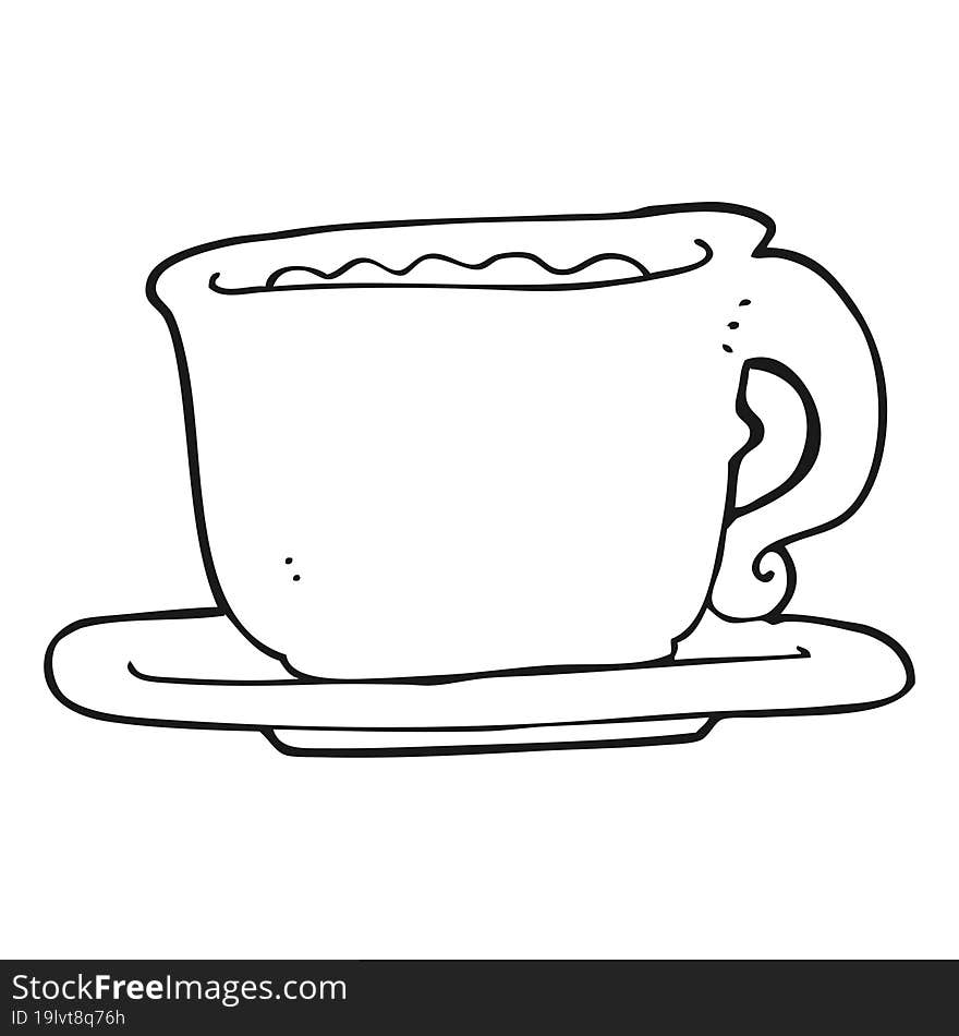 Black And White Cartoon Cup Of Coffee