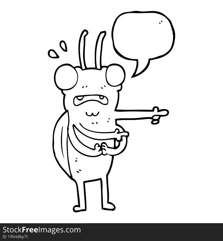 freehand drawn speech bubble cartoon bug