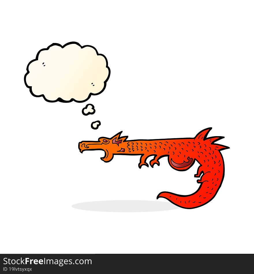 cartoon medieval dragon with thought bubble