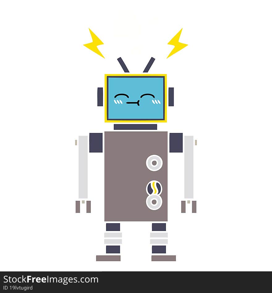 Flat Color Retro Cartoon Robot