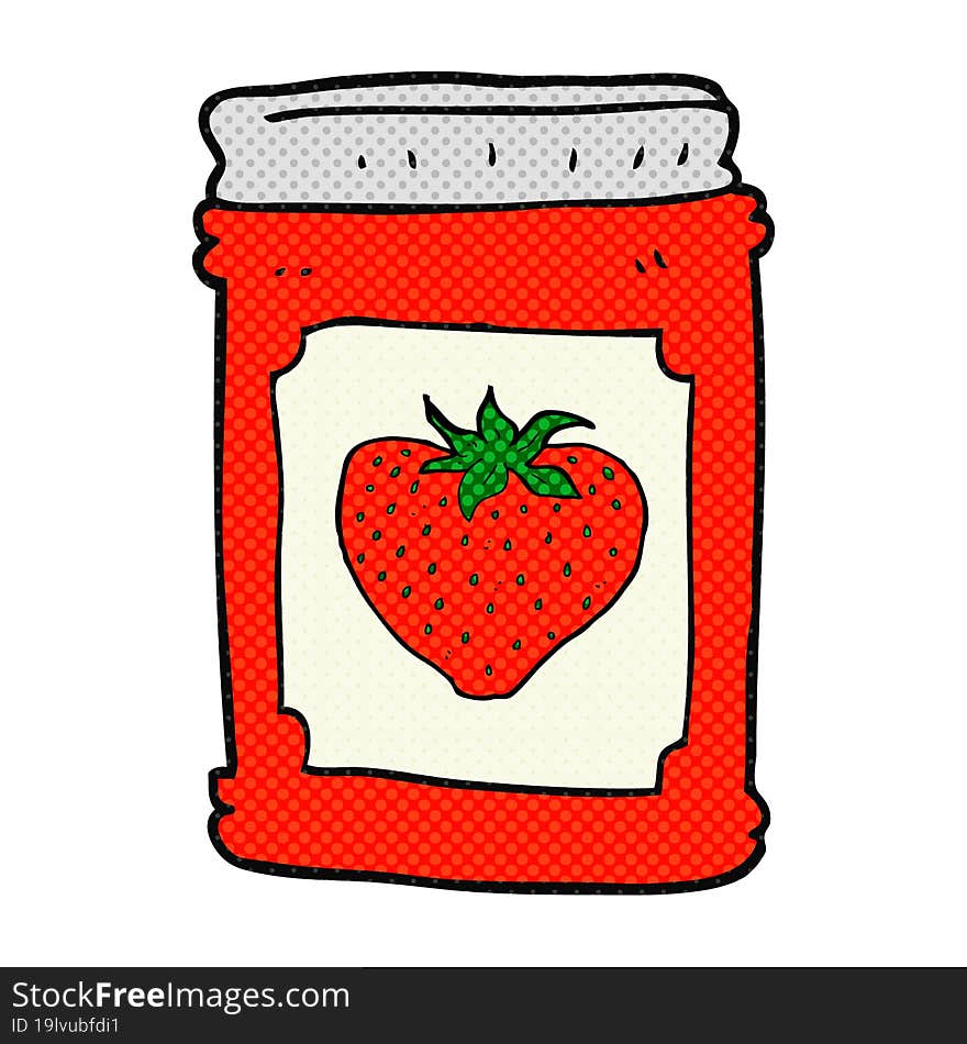 cartoon strawberry jam jar