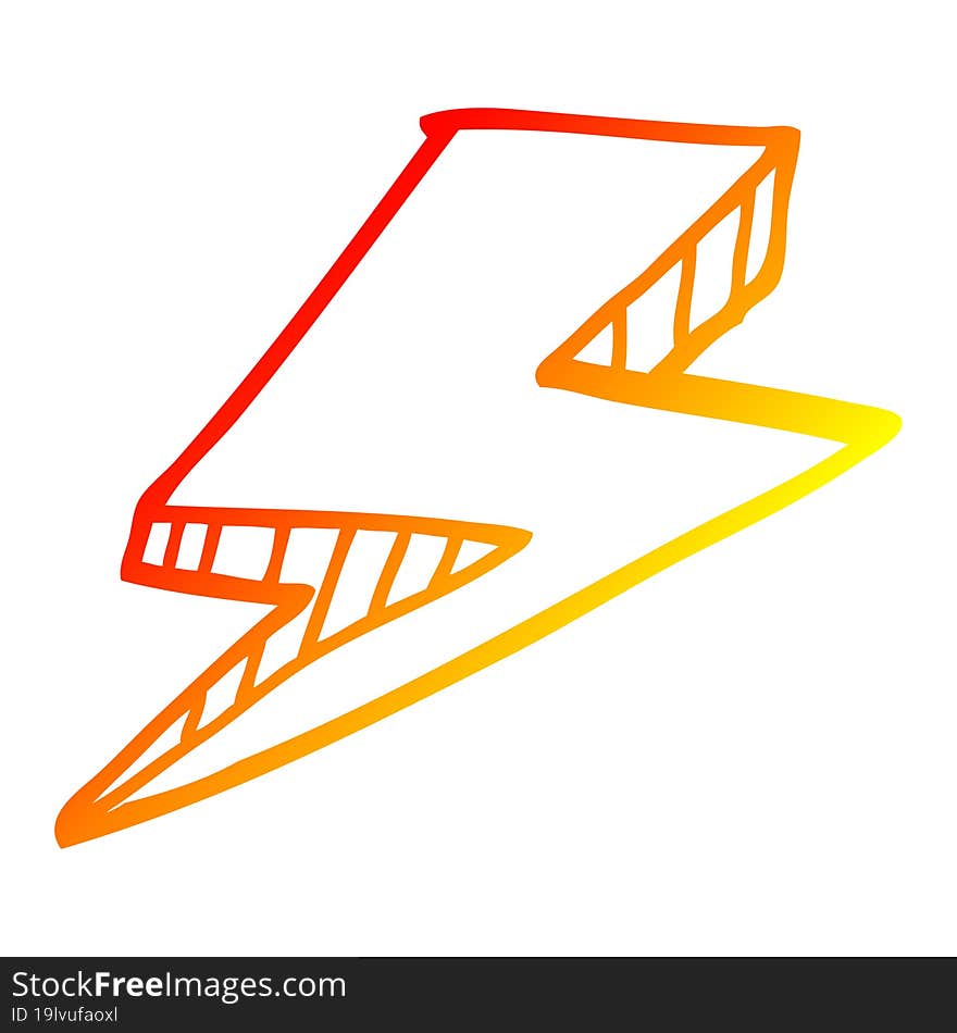 warm gradient line drawing cartoon lightning bolt