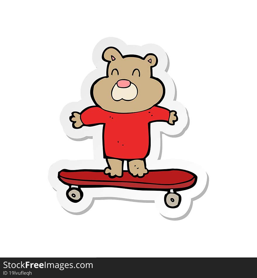 sticker of a cartoon bear on skateboard