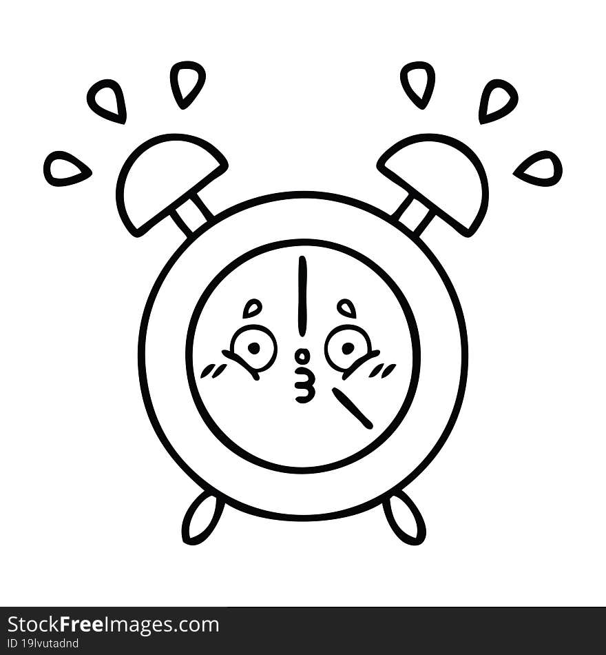 line drawing cartoon alarm clock