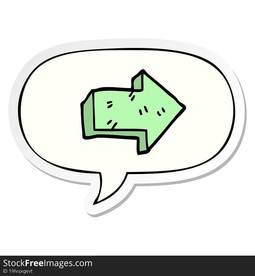 cartoon pointing arrow and speech bubble sticker