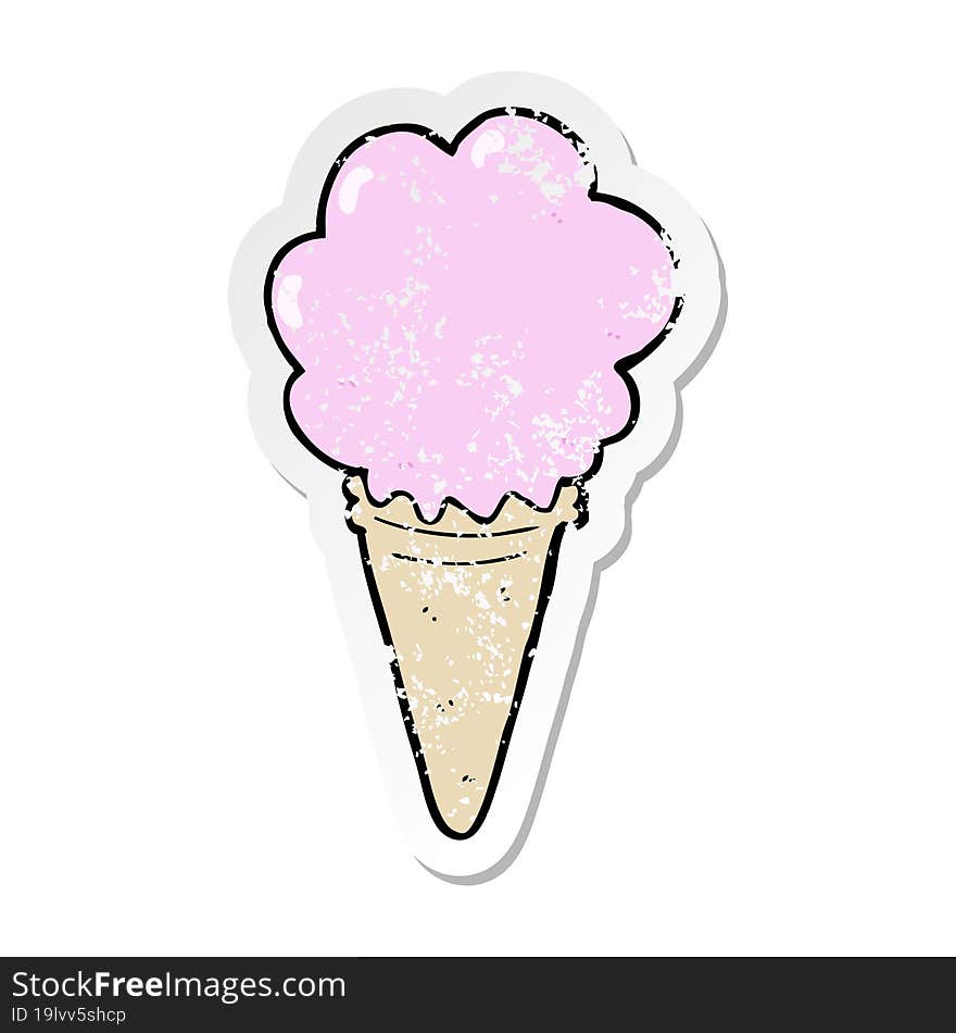 distressed sticker of a cartoon ice cream