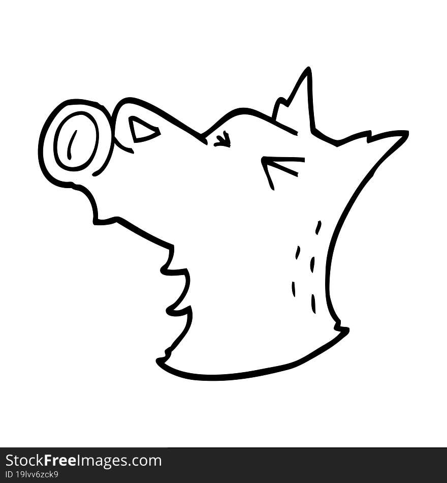 line drawing cartoon howling dog