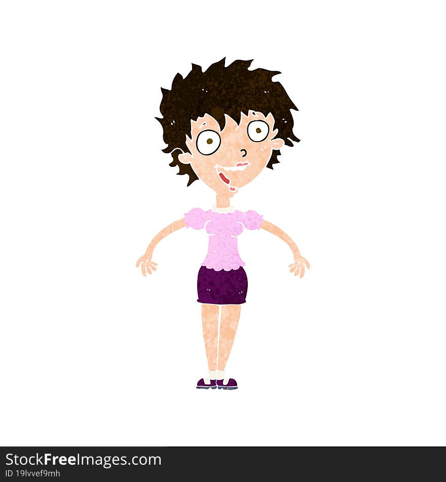 cartoon excited woman