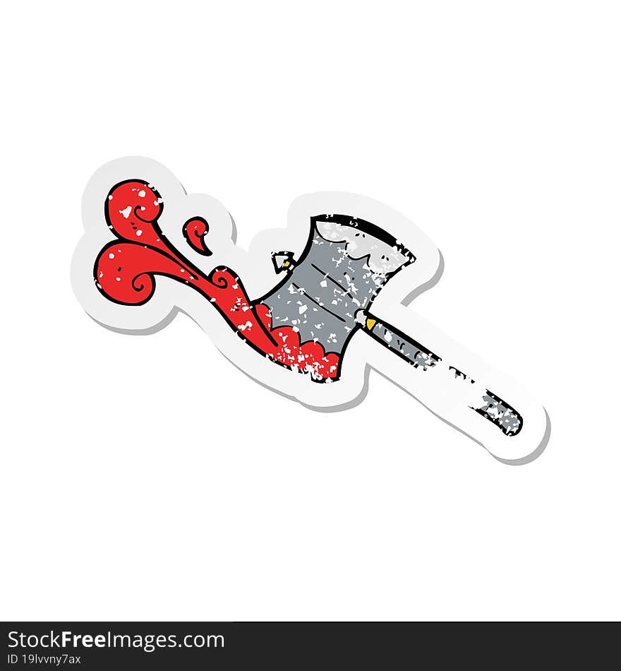 retro distressed sticker of a cartoon double sided axe