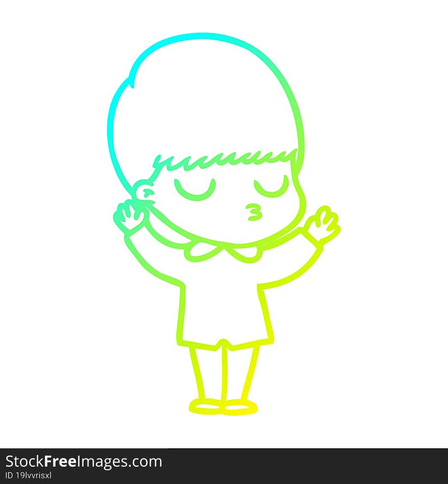 cold gradient line drawing cartoon calm boy