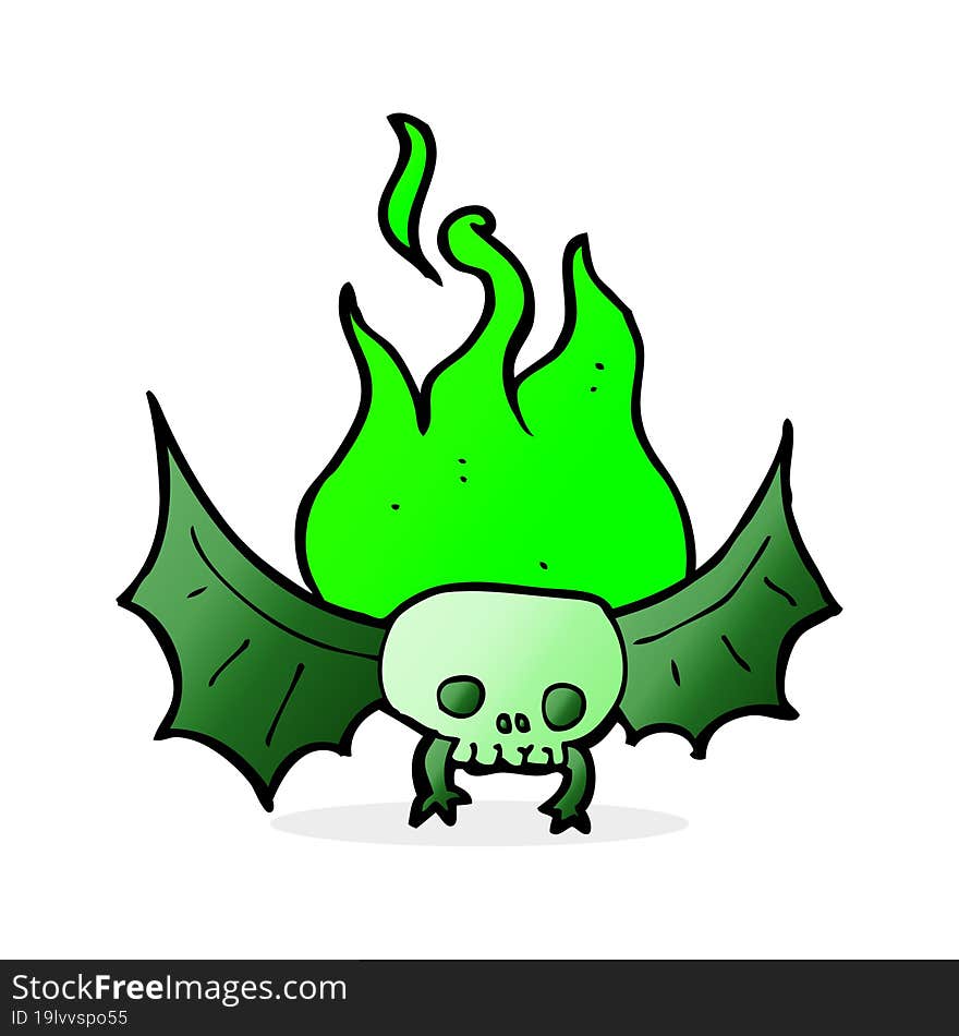 cartoon spooky skull bat