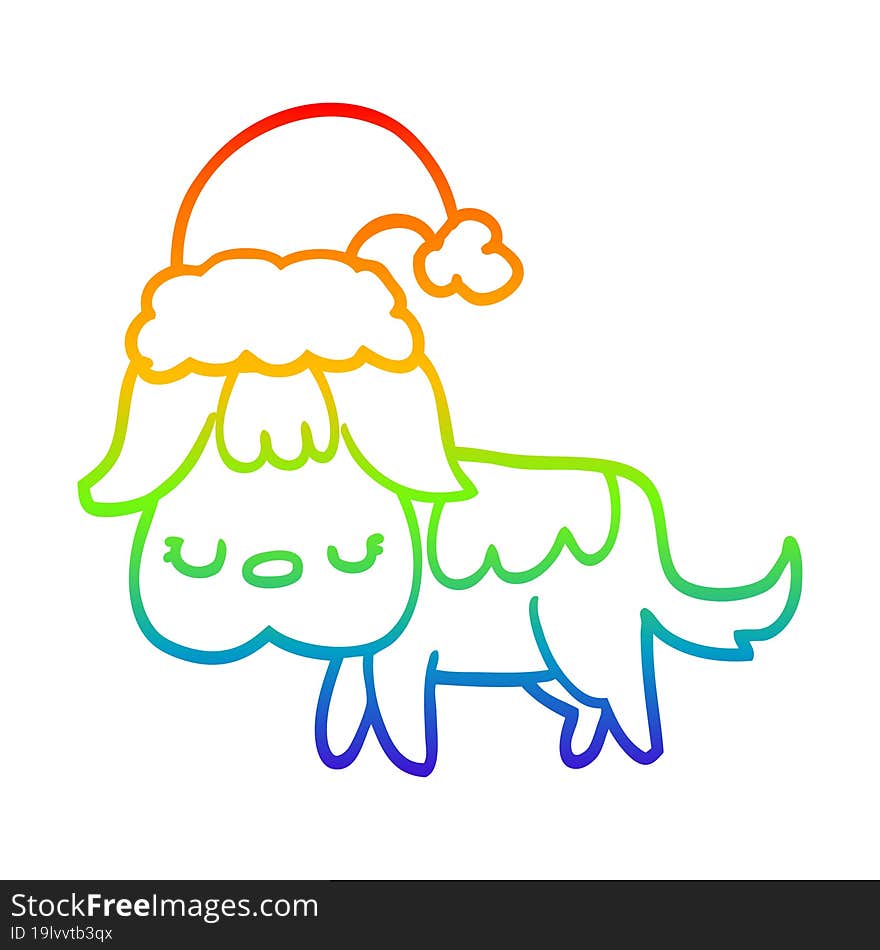 rainbow gradient line drawing cute christmas dog