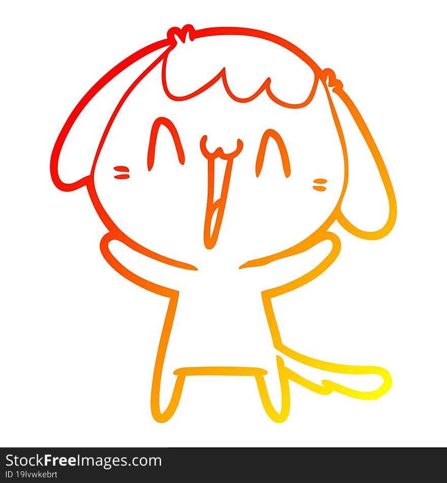 Warm Gradient Line Drawing Cute Cartoon Dog