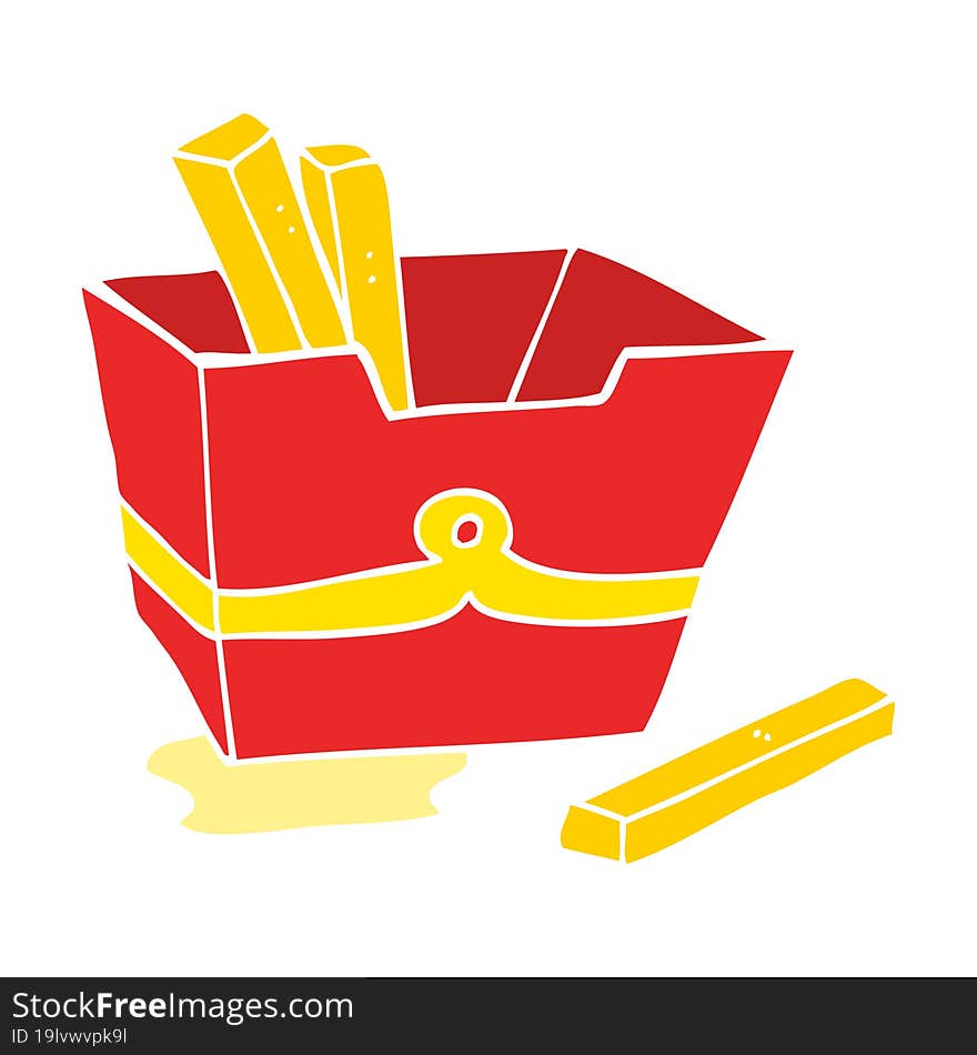 flat color style cartoon box of fries