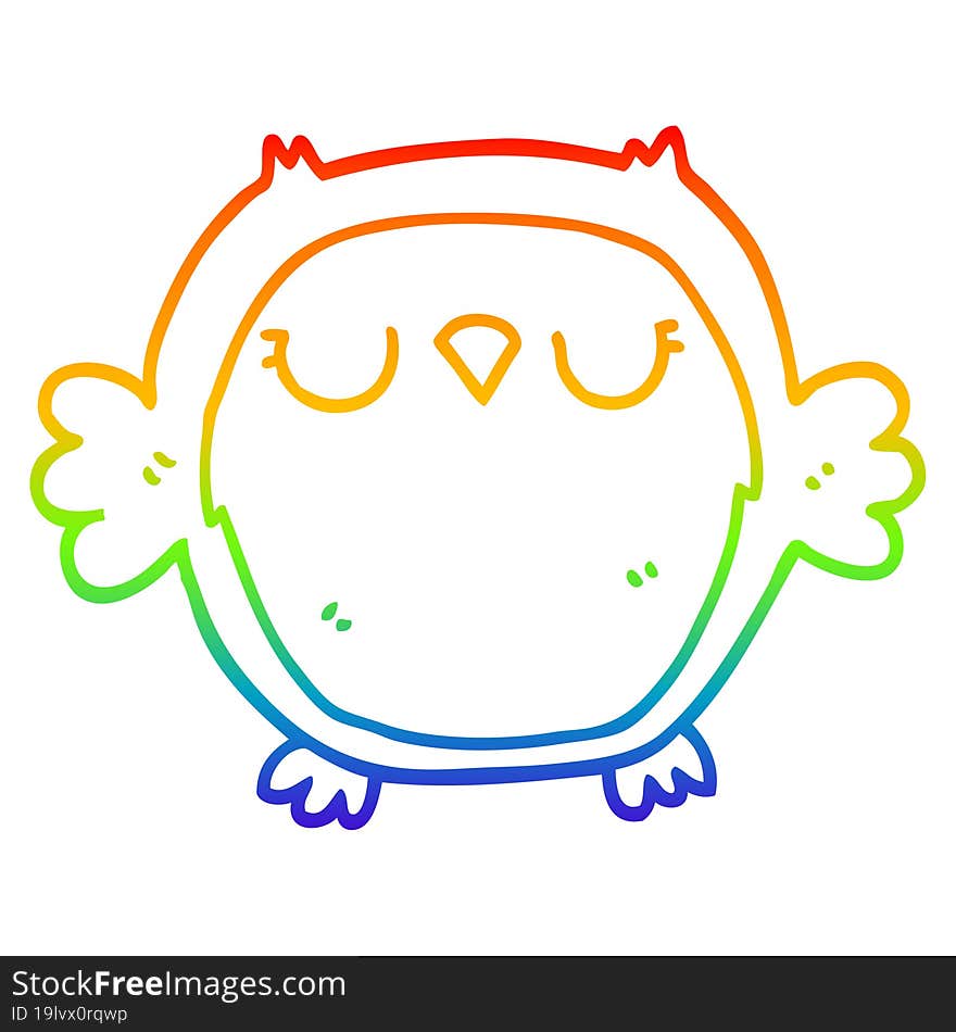 rainbow gradient line drawing cartoon owl