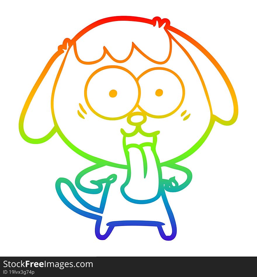 rainbow gradient line drawing of a cute cartoon dog