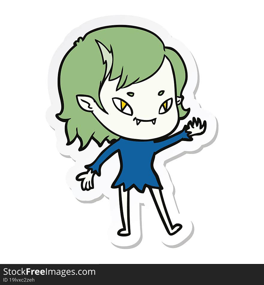 sticker of a cartoon friendly vampire girl