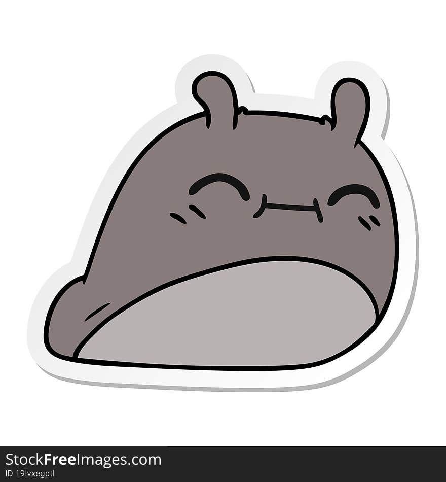 Sticker Cartoon Of A Happy Kawaii Slug