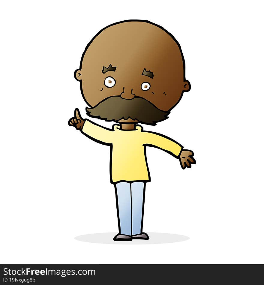 Cartoon Bald Man With Idea