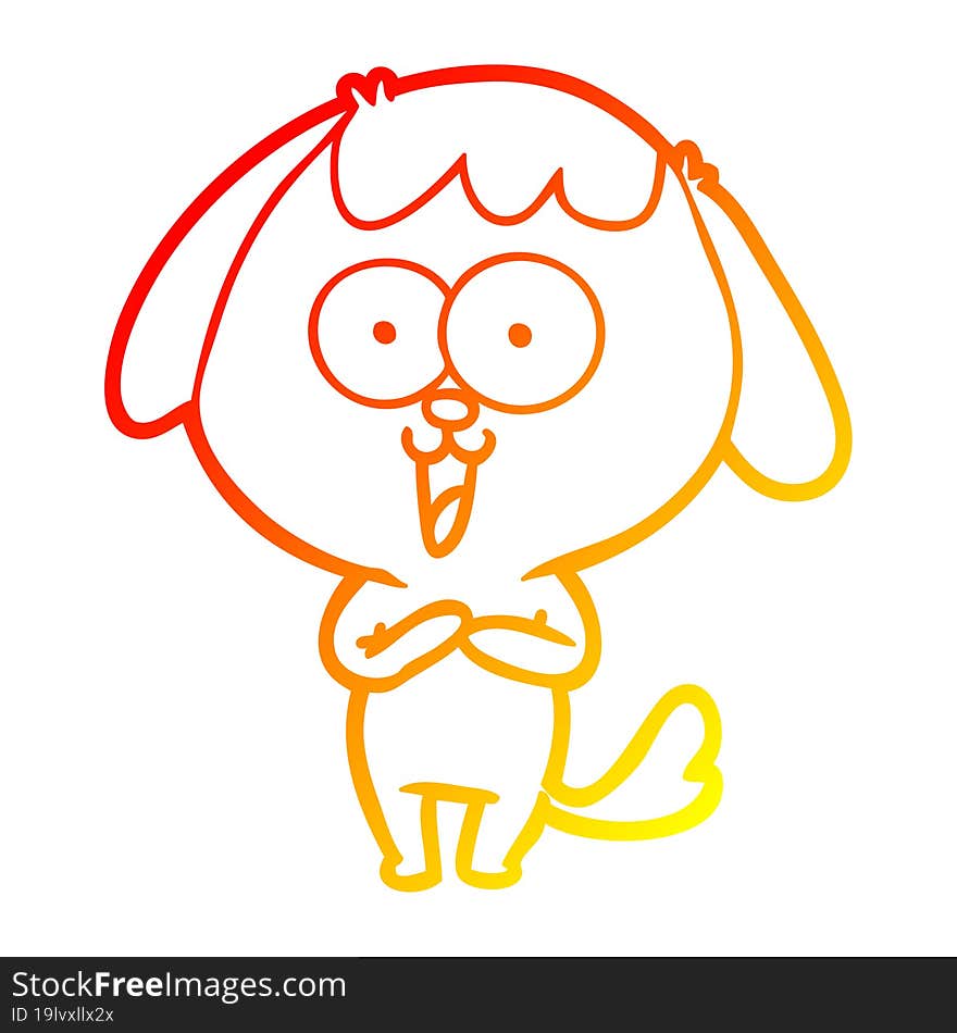 Warm Gradient Line Drawing Cute Cartoon Dog