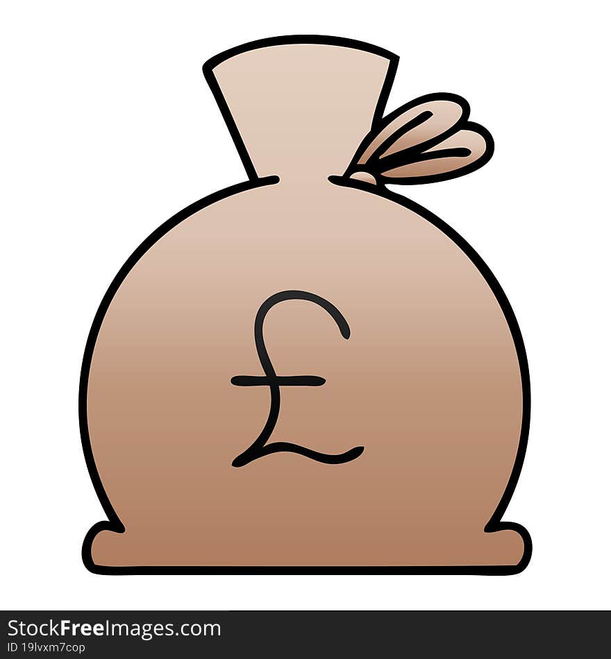 gradient shaded cartoon bag of money