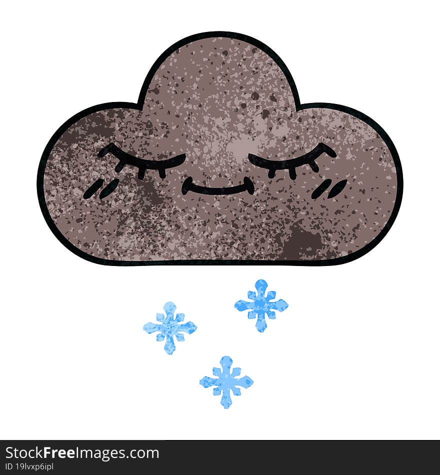 retro grunge texture cartoon of a storm snow cloud